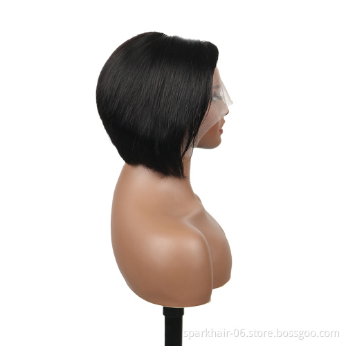 Perruque Pixie Cut Wig Human Hair Curly Bob Short Pixie Cut Lace Wig Bleached Knots Lace Frontal 13x4 Pixie Wig With Baby Hair